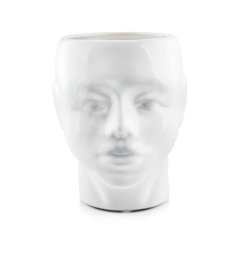 Doniczka ceramiczna głowa biała