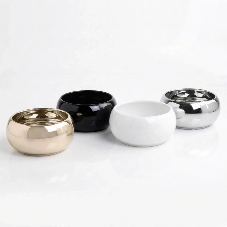 Niska ceramiczna doniczka – kolory biały, srebrny, złoty i czarny
