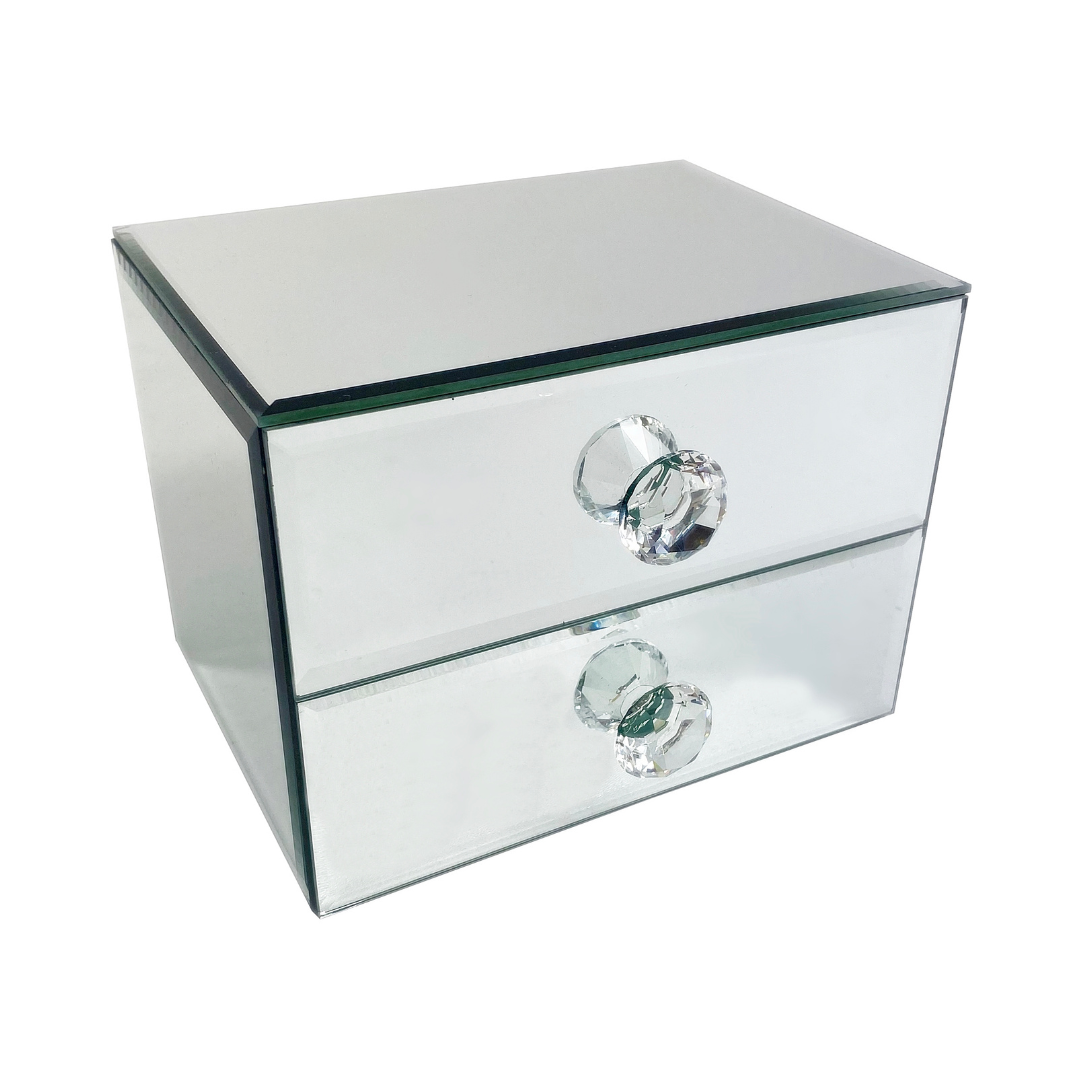 Szkatułka z szufladkami lustrzana srebrna