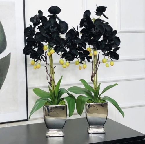 Sztuczny storczyk gumowy w ceramicznej doniczce 