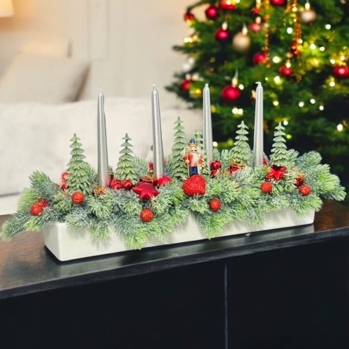 Stroik świąteczny bożonarodzeniowy ze świecami 