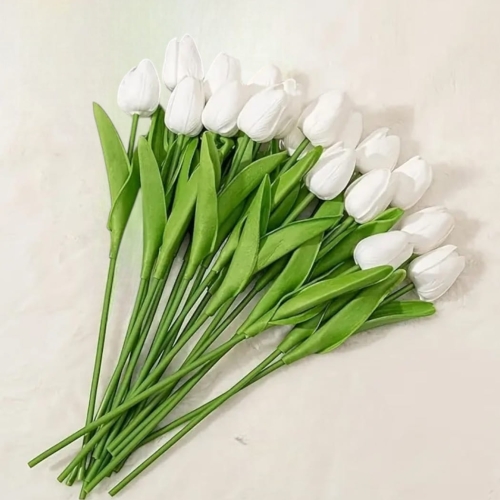 Kwiat sztuczny biały tulipan 10szt