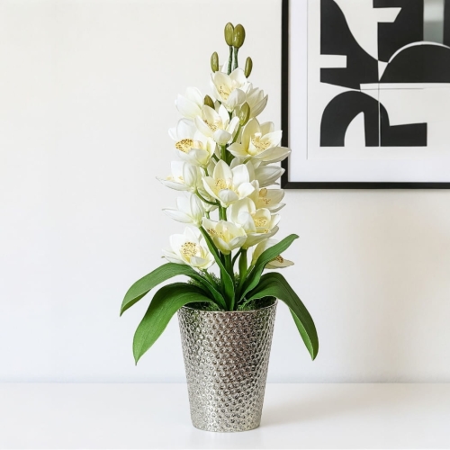 Sztuczny storczyk w ceramicznej doniczce  