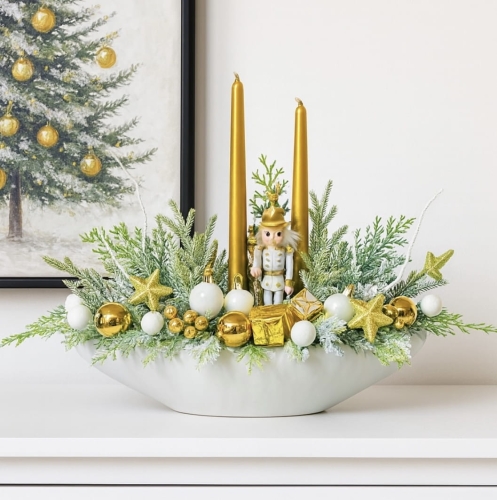 Stroik świąteczny bożonarodzeniowy ze świecami   