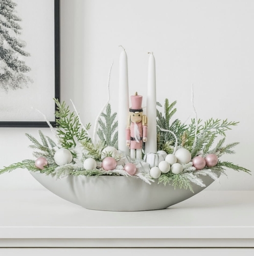 Stroik świąteczny bożonarodzeniowy ze świecami  