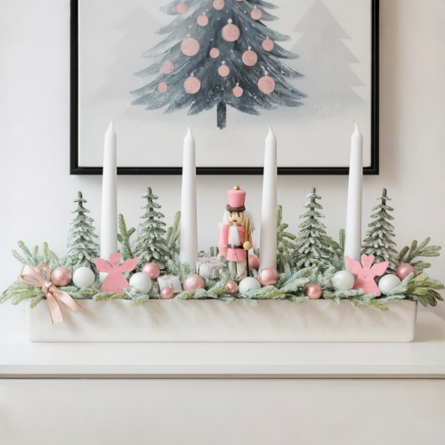 Stroik świąteczny bożonarodzeniowy ze świecami 