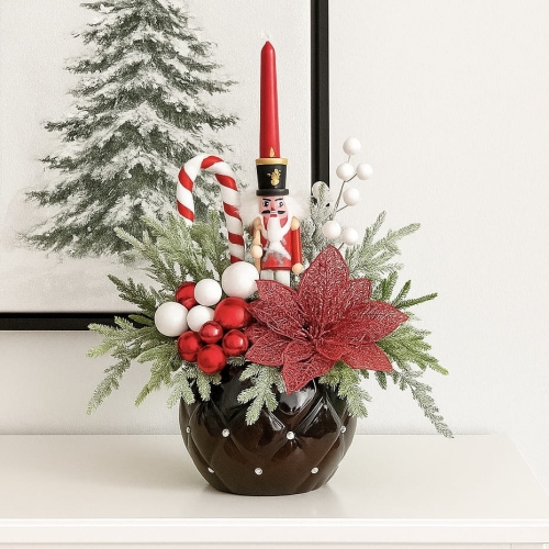 Stroik świąteczny bożonarodzeniowy ze świecą 