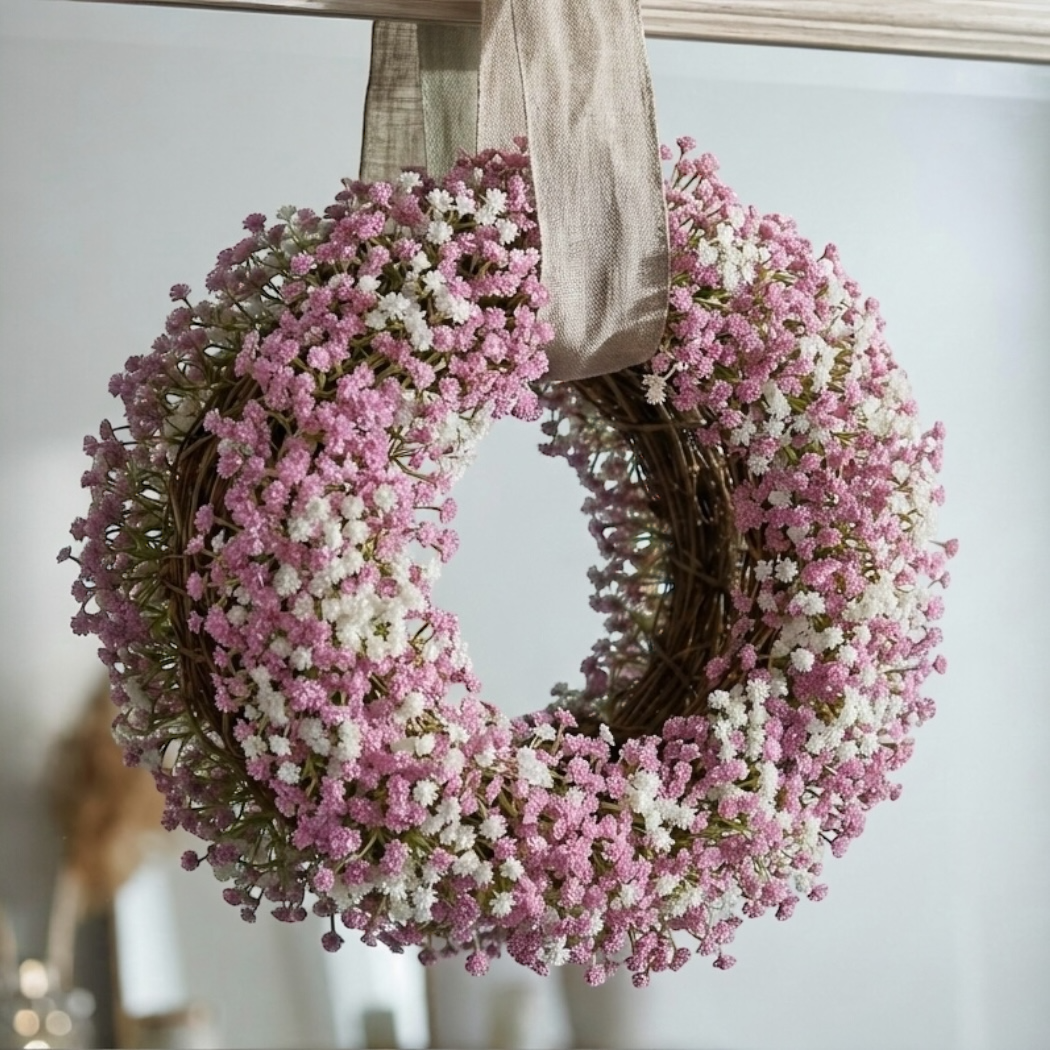 Wianek wiosenny, Wianek z gipsówki, wianek na drzwi
