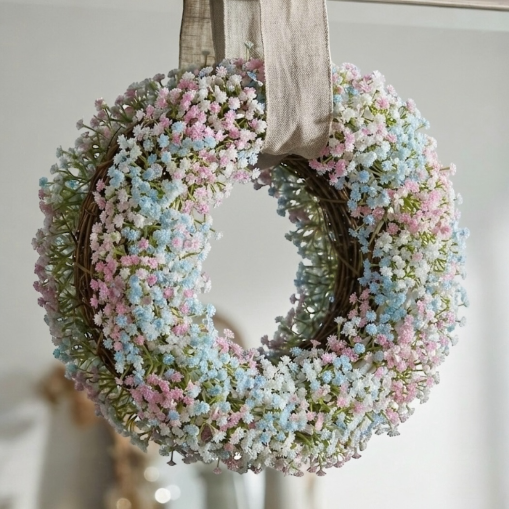 Wianek wiosenny, Wianek z gipsówki, wianek na drzwi