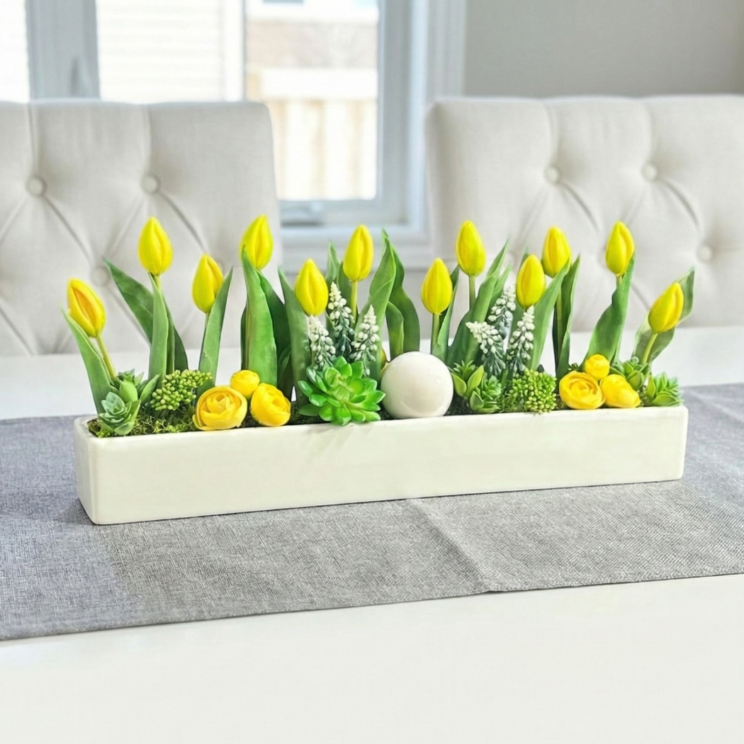 stroik wielkanocny, silikonowe tulipany