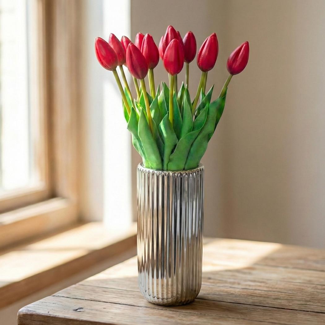 Tulipan silikonowy zamknięty czerwony