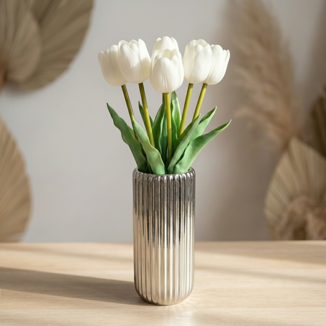 Tulipan silikonowy otwarty biały