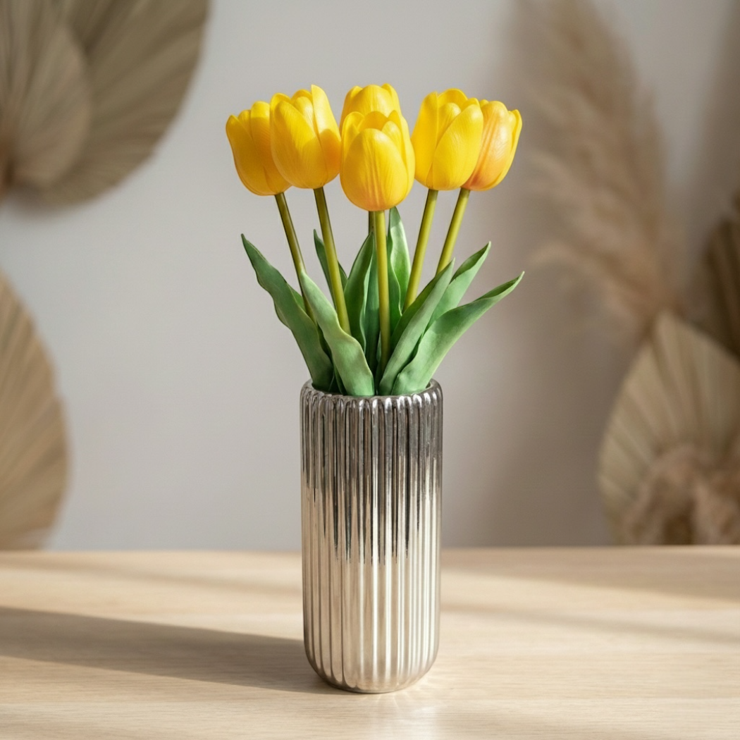 Silikonowe tulipany żółty otwarty