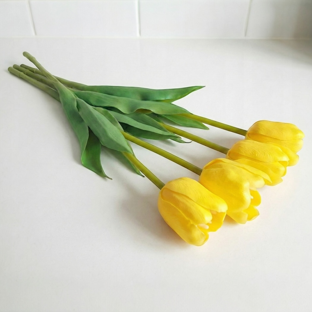 Silikonowe tulipany żółty otwarty