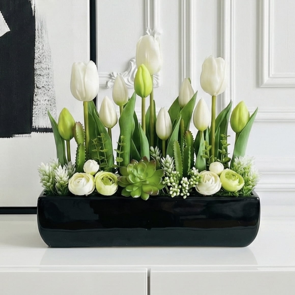 Silikonowe tulipany żółte , kompozycja z silikonowych tulipanów