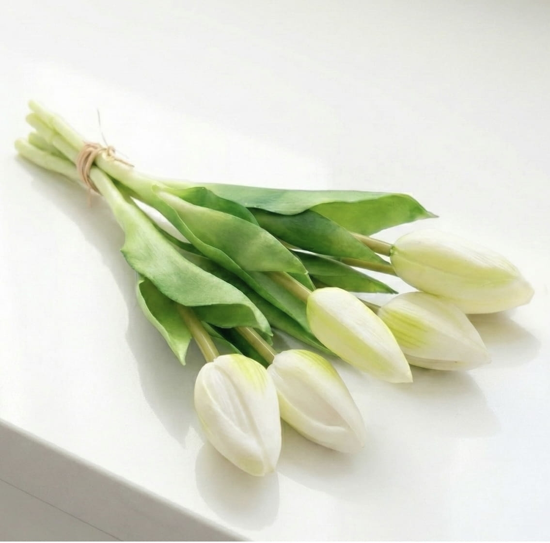 Bukiet tulipanów silikonowych białych x5