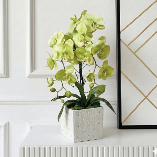 Sztuczny storczyk zielony doniczce  