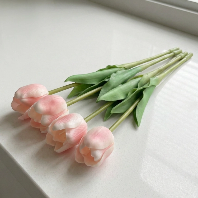 Tulipan silikonowy otwarty różowy