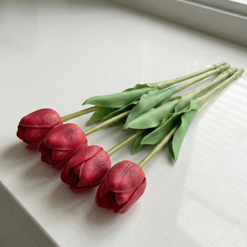 Tulipan silikonowy otwarty czerwony