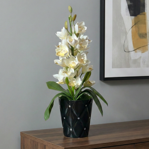 Sztuczny storczyk w ceramicznej doniczce  