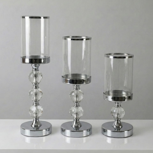 Świeczniki szklane srebrne 