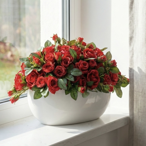 Kompozycja kwiatowa w ceramicznej doniczce glamour  