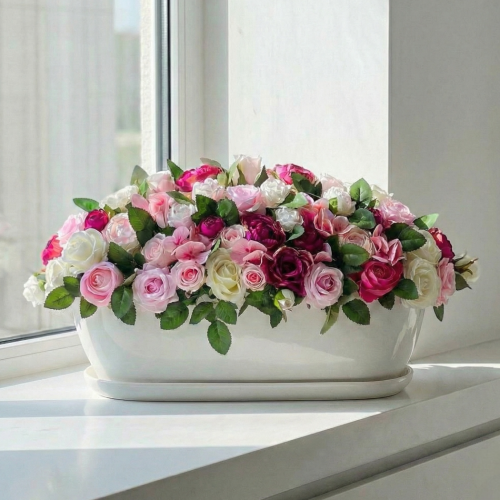 Kompozycja kwiatowa w ceramicznej doniczce 