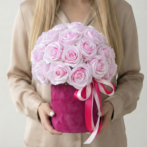 flower box z róż, prezent na dzień mamy