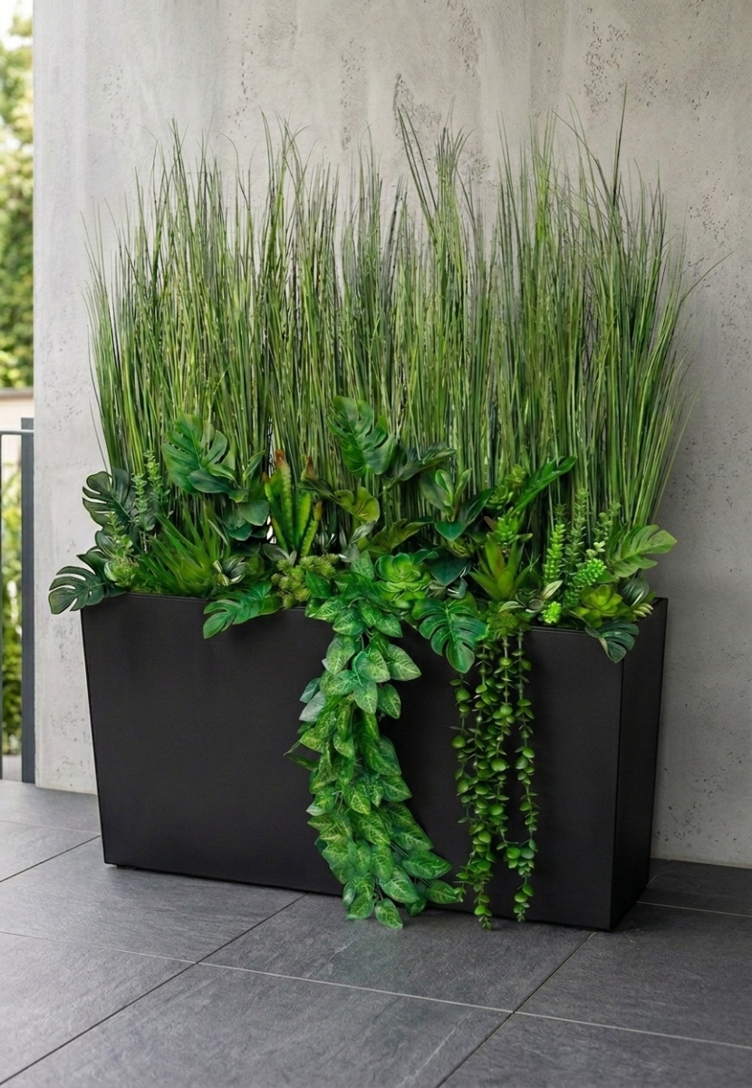 sztuczna trawa w donicy