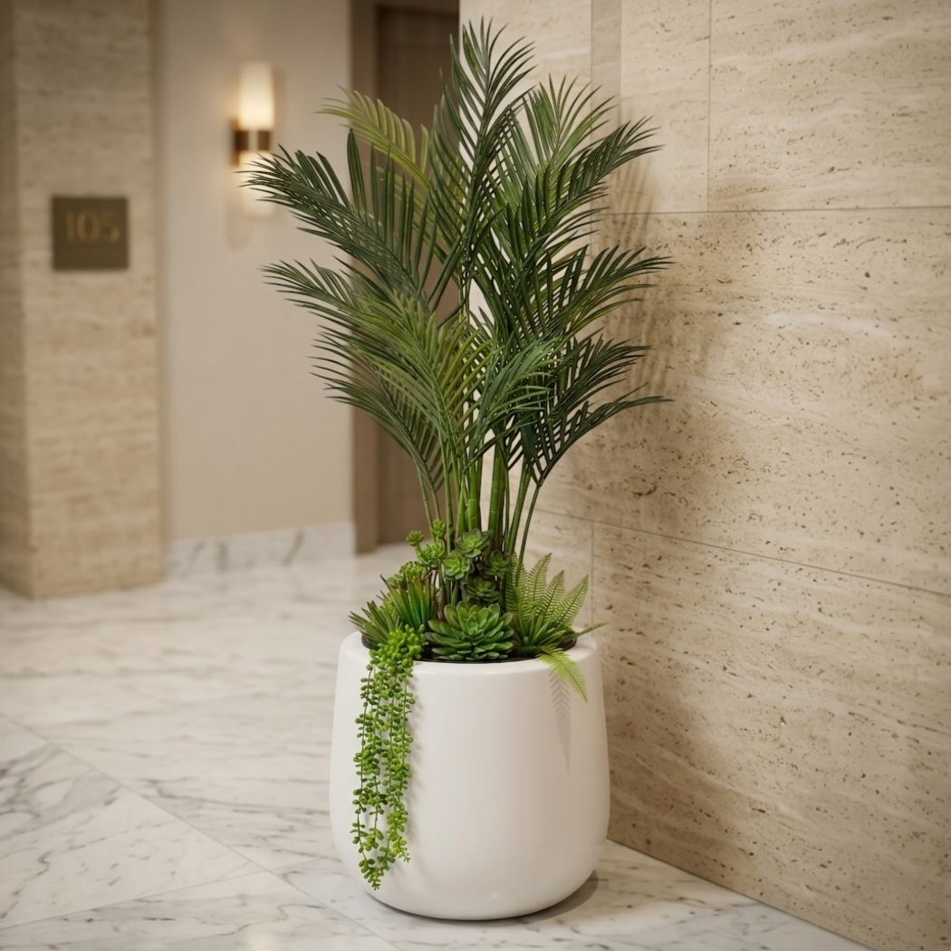 sztuczna palma w donicy