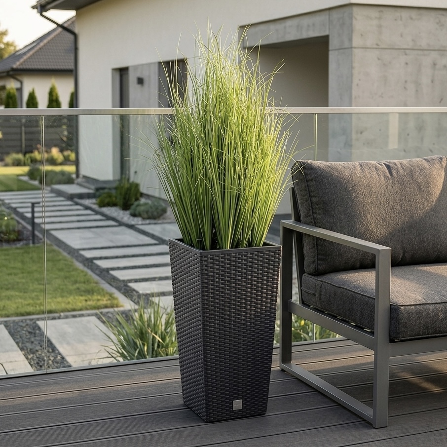 sztuczna trawa w donicy