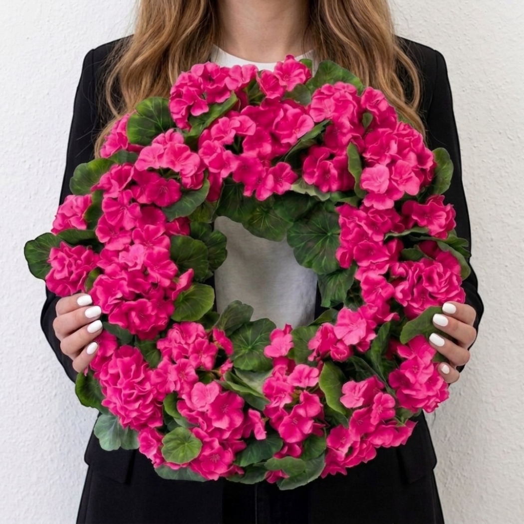 Wianek na drzwi, pelargonia