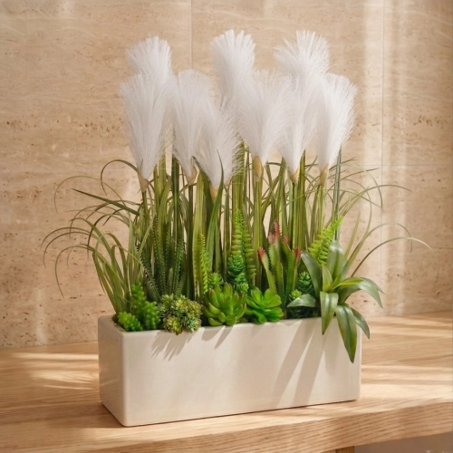 Sztuczna trawa pampasowa w doniczce 