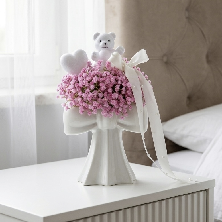 Kompozycja kwiatowa z gipsówki