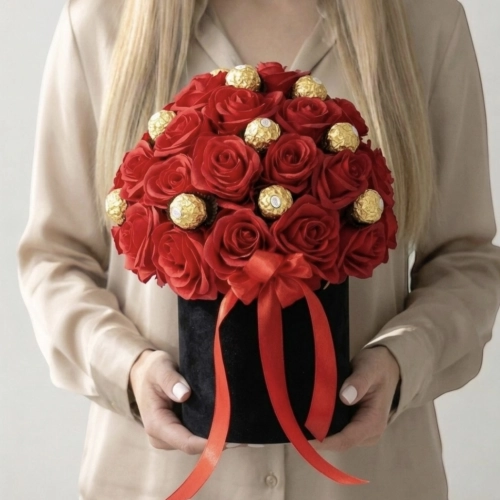 Flower box  z czekoladkami 