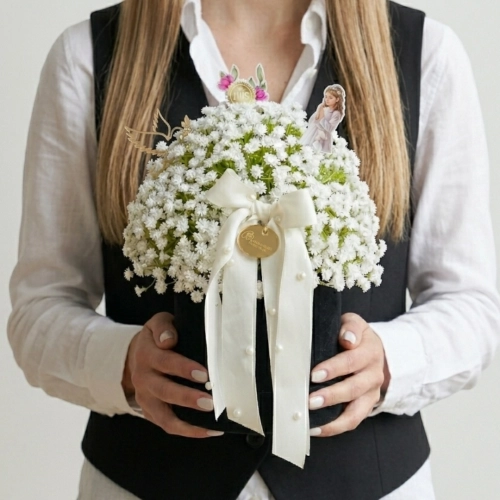 Flower Box z gipsówki  na komunię